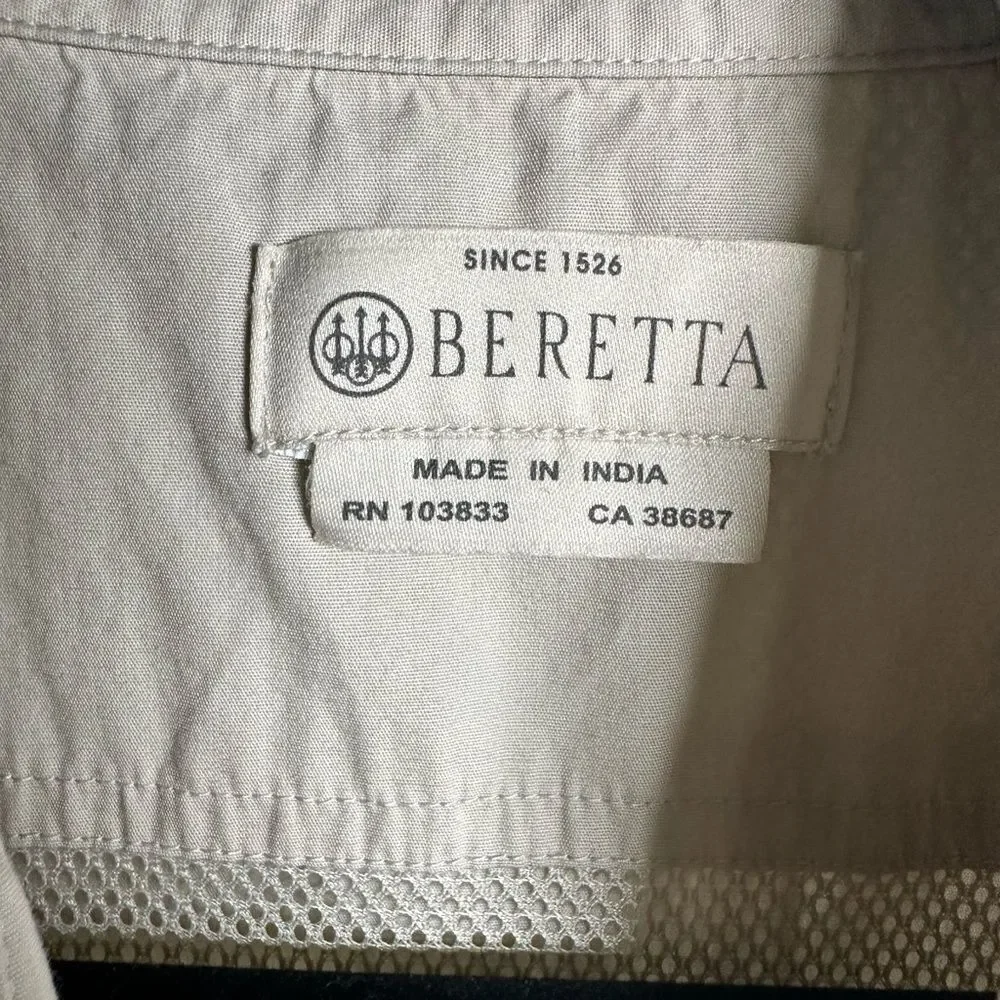 EUC Beretta Men’s Button Down Long Sleeve Vented Outdoor Sports Shirt - Size M